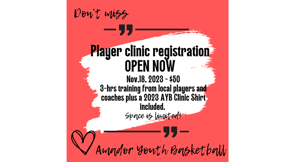 2nd Annual Player Clinic, Nov 18th!  Register Now!